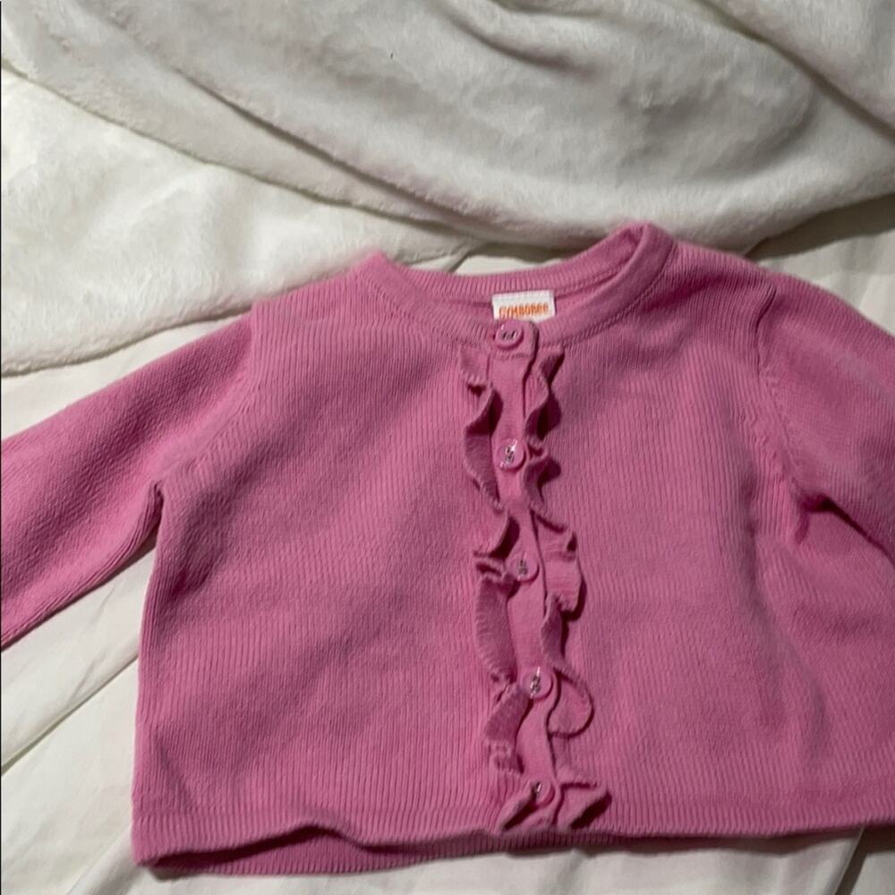 Gymboree 12-18m pink ruffle cardigan euc